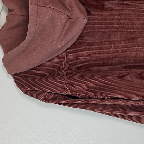 American Eagle Women’s Corduroy Bomber Hoodie Jacket Rust Brown Size M - Picture 9 of 12